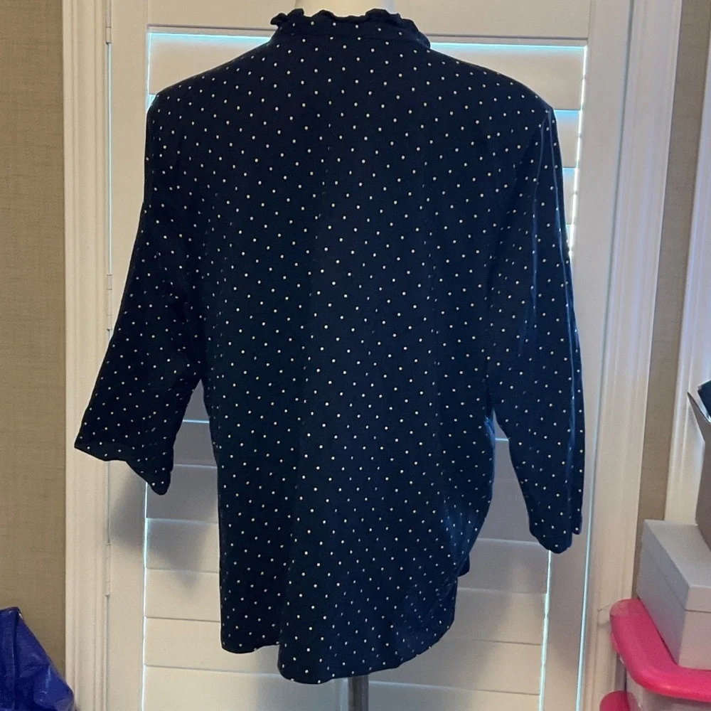 Chaps Navy Polka Dot Blouse